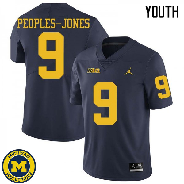 Youth Michigan Wolverines #9 Donovan Peoples-Jones Navy Jordan Brand High School Jersey